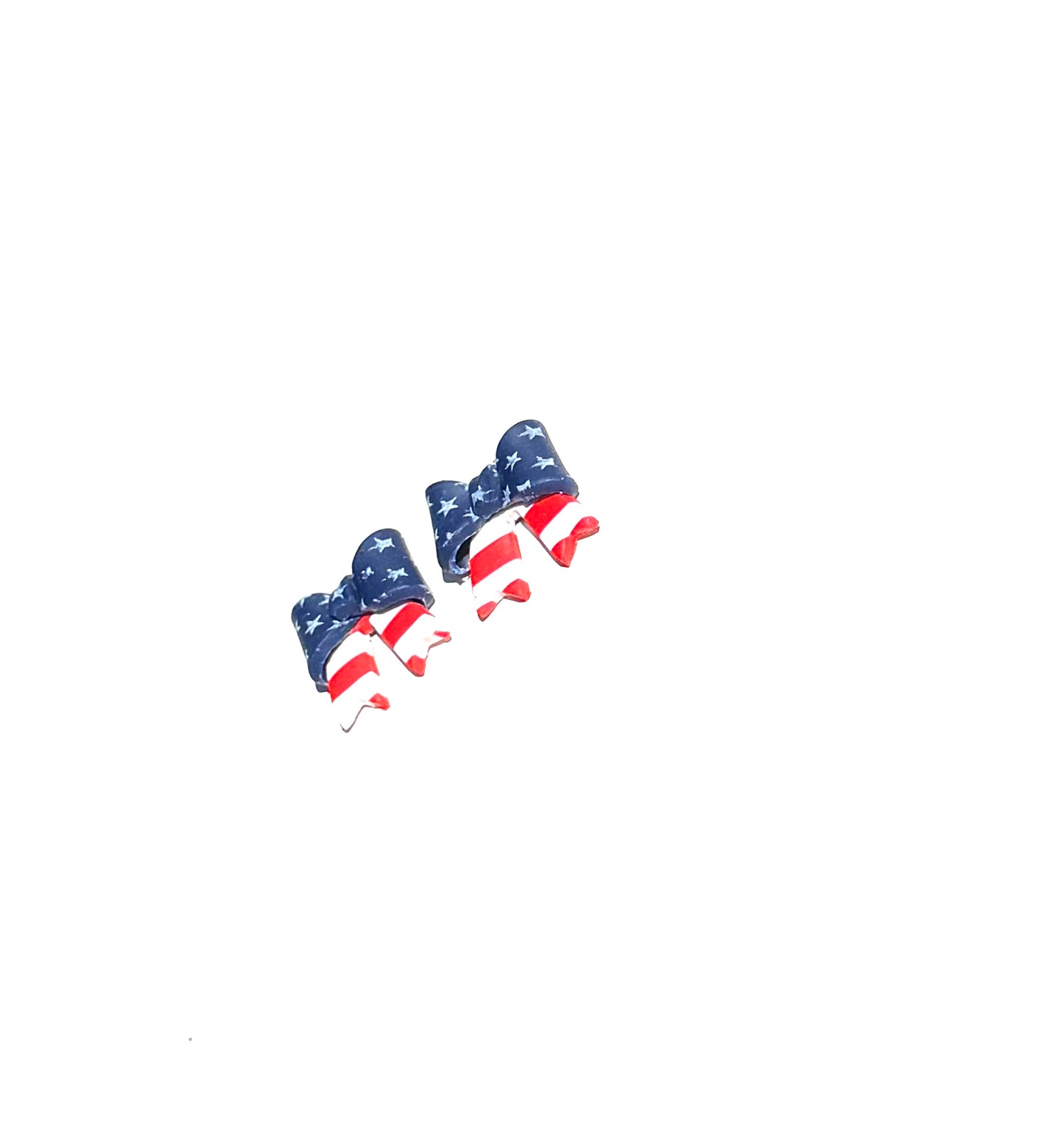 Patriotic Bow Earrings, 4th of July Earrings, American Flag Jewelry, Red White Blue Earrings, USA Clay Earrings, Handmade Holiday Earrings