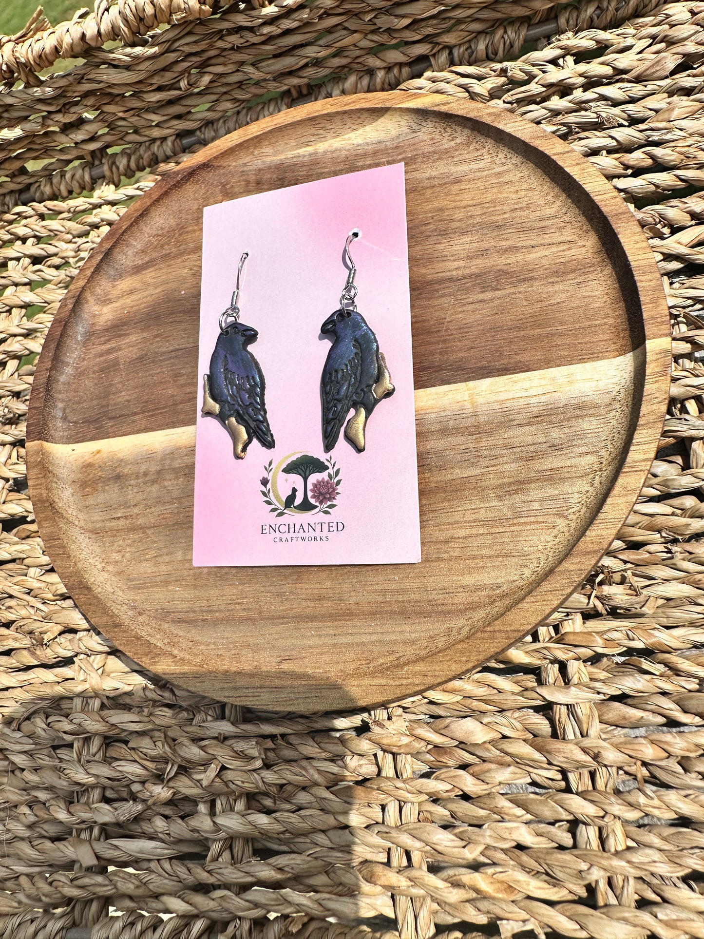 Enchanted Raven Polymer Clay Earrings