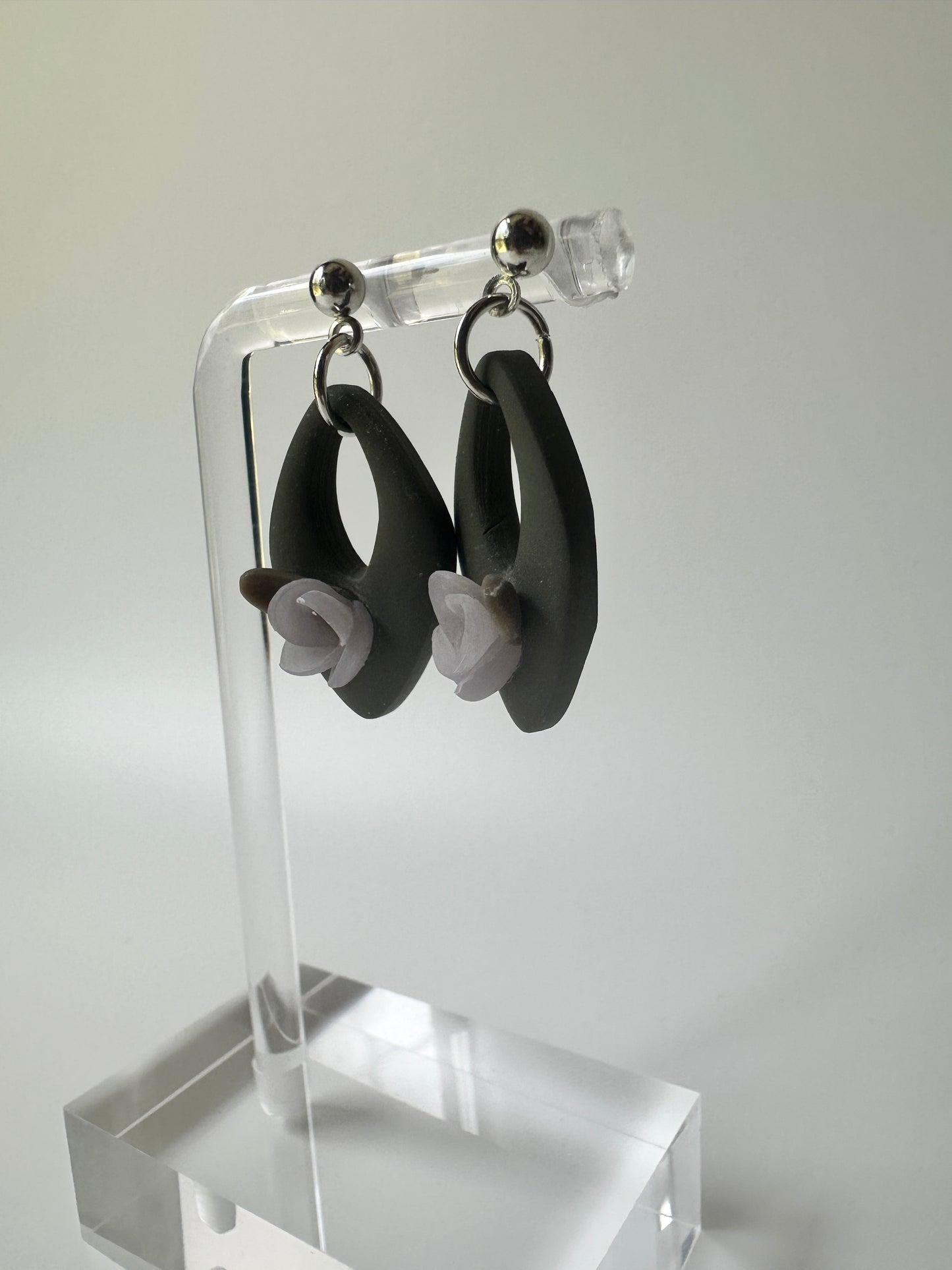 Midnight Bloom Petal Polymer Clay Earring