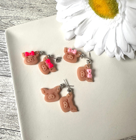 Enchanted Piglets – Polymer Clay Dangle Earrings