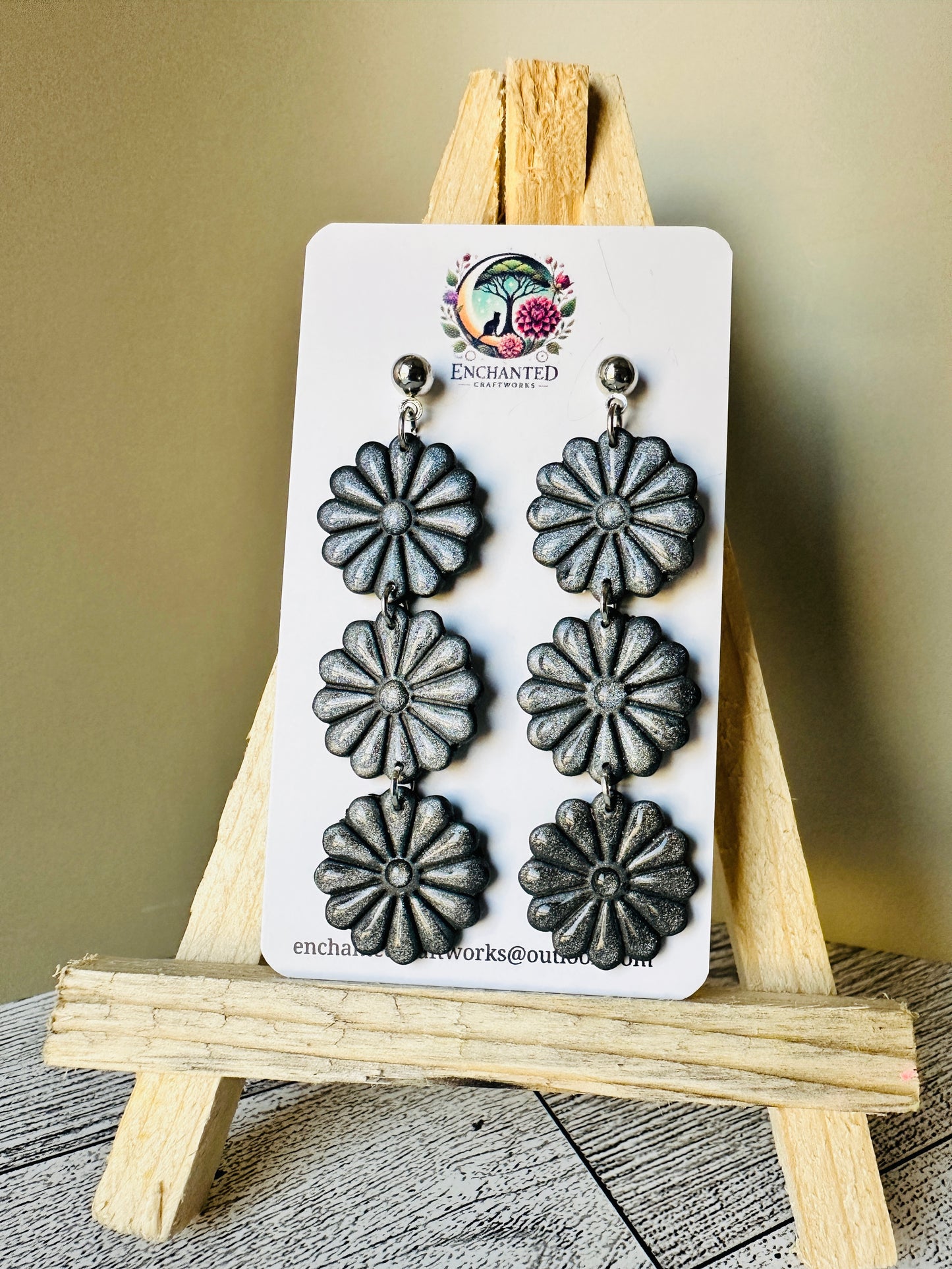 Enchanted Daisy Dangles – Handcrafted Polymer Clay Earrings