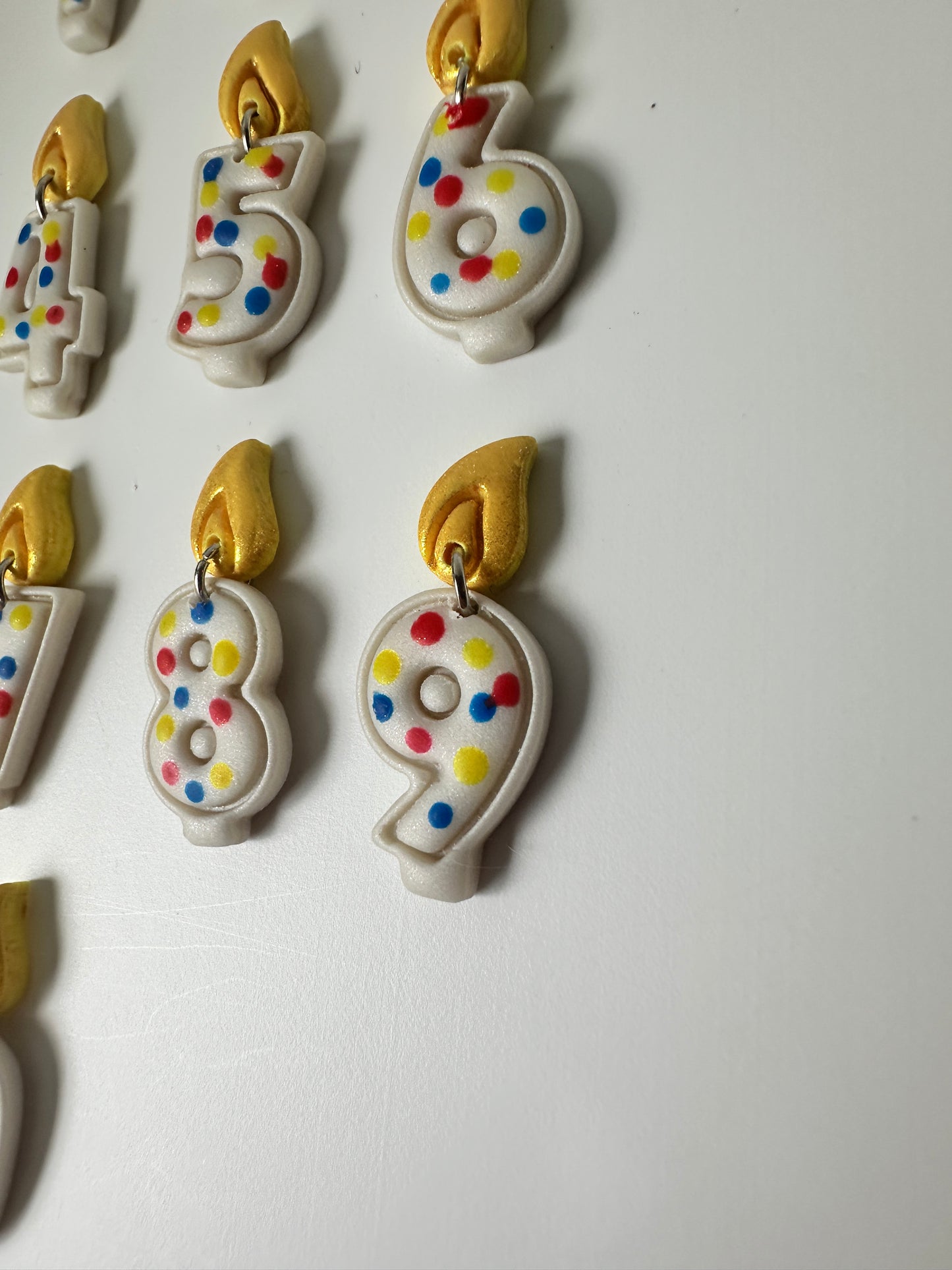 Custom Birthday Candle Numbers Polymer Clay Charms/ Earrings