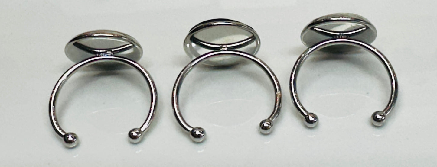 Stainless Steel Adjustable Rings with Polymer Clay Centers