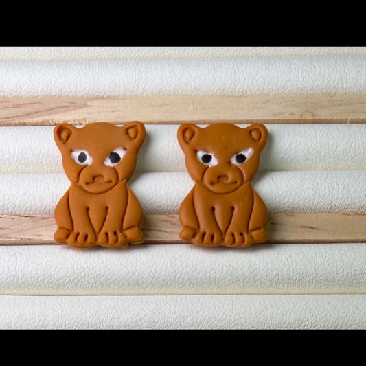 Baby Lion Cub Stud Polymer Clay Earrings