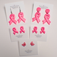 Breast Cancer Awareness Earrings, Pink Ribbon Polymer Clay Earrings, Studs or Dangles