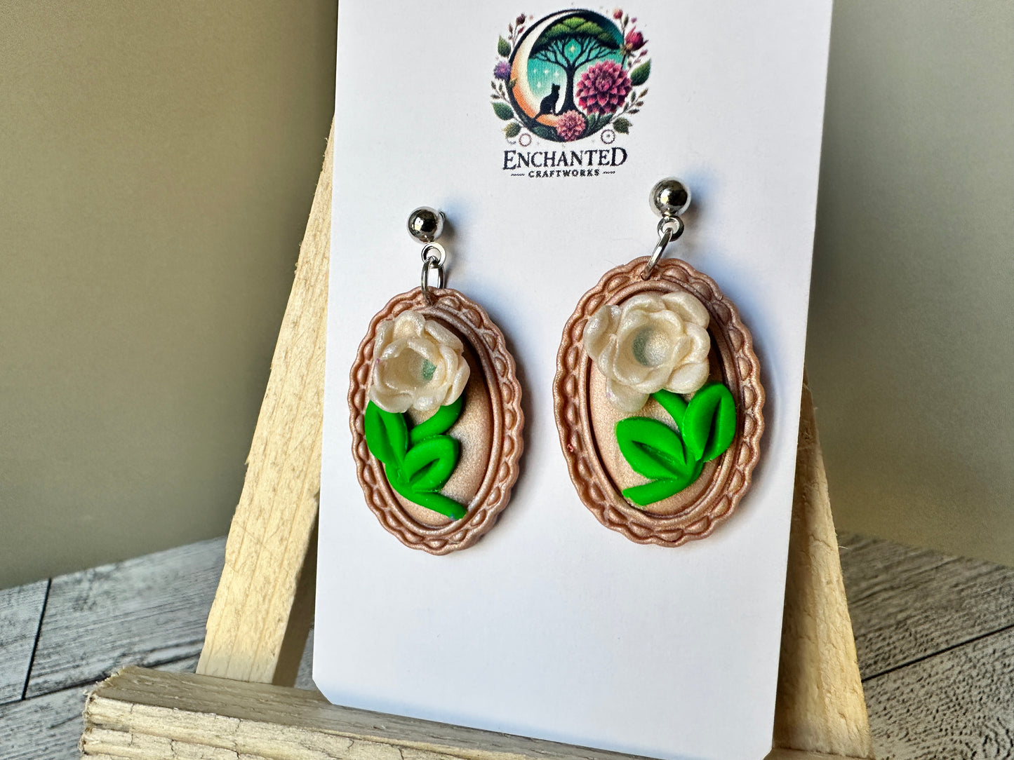 Bloom Dangles – Vintage Floral Cameo Earrings