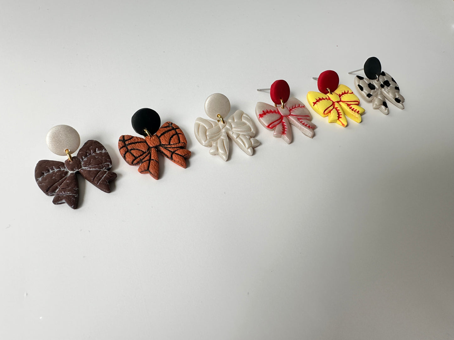 Enchanted Sideline Bows – Polymer Clay Dangle Earrings