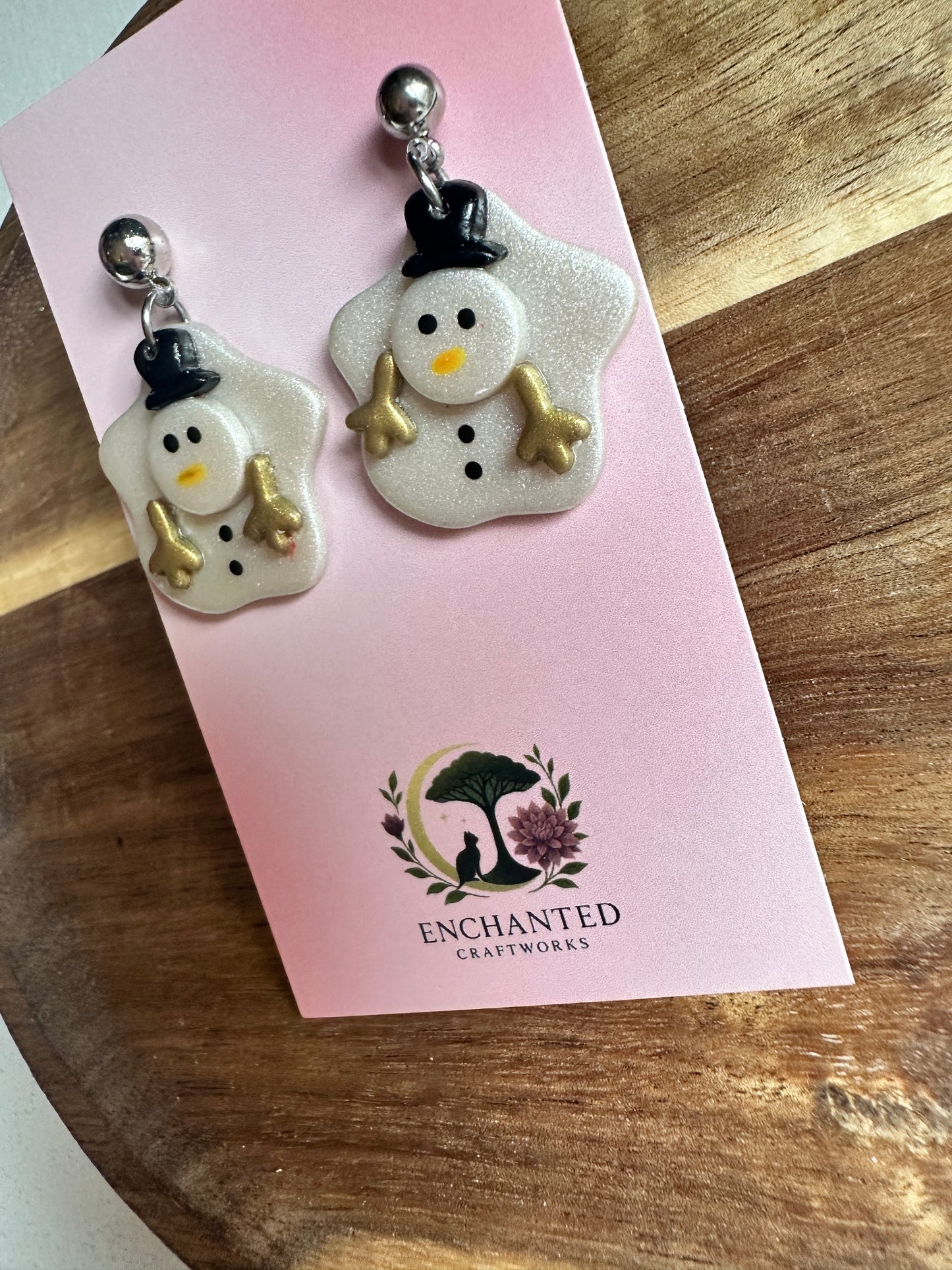 Melt My Heart Snowman Dangle Polymer Clay Earrings