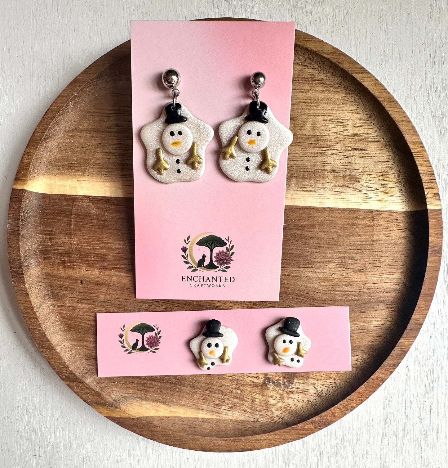 Melt My Heart Snowman Dangle Polymer Clay Earrings