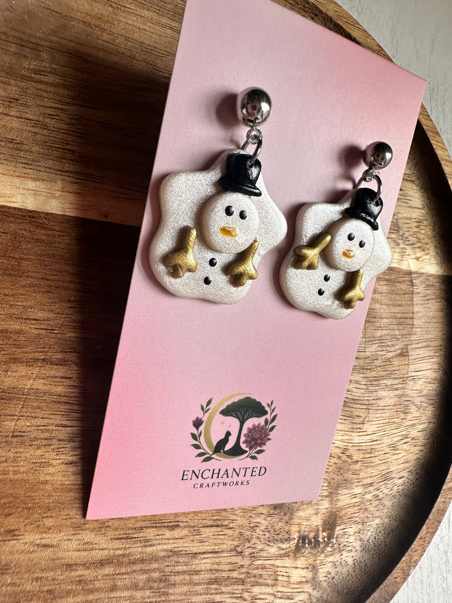 Melt My Heart Snowman Dangle Polymer Clay Earrings