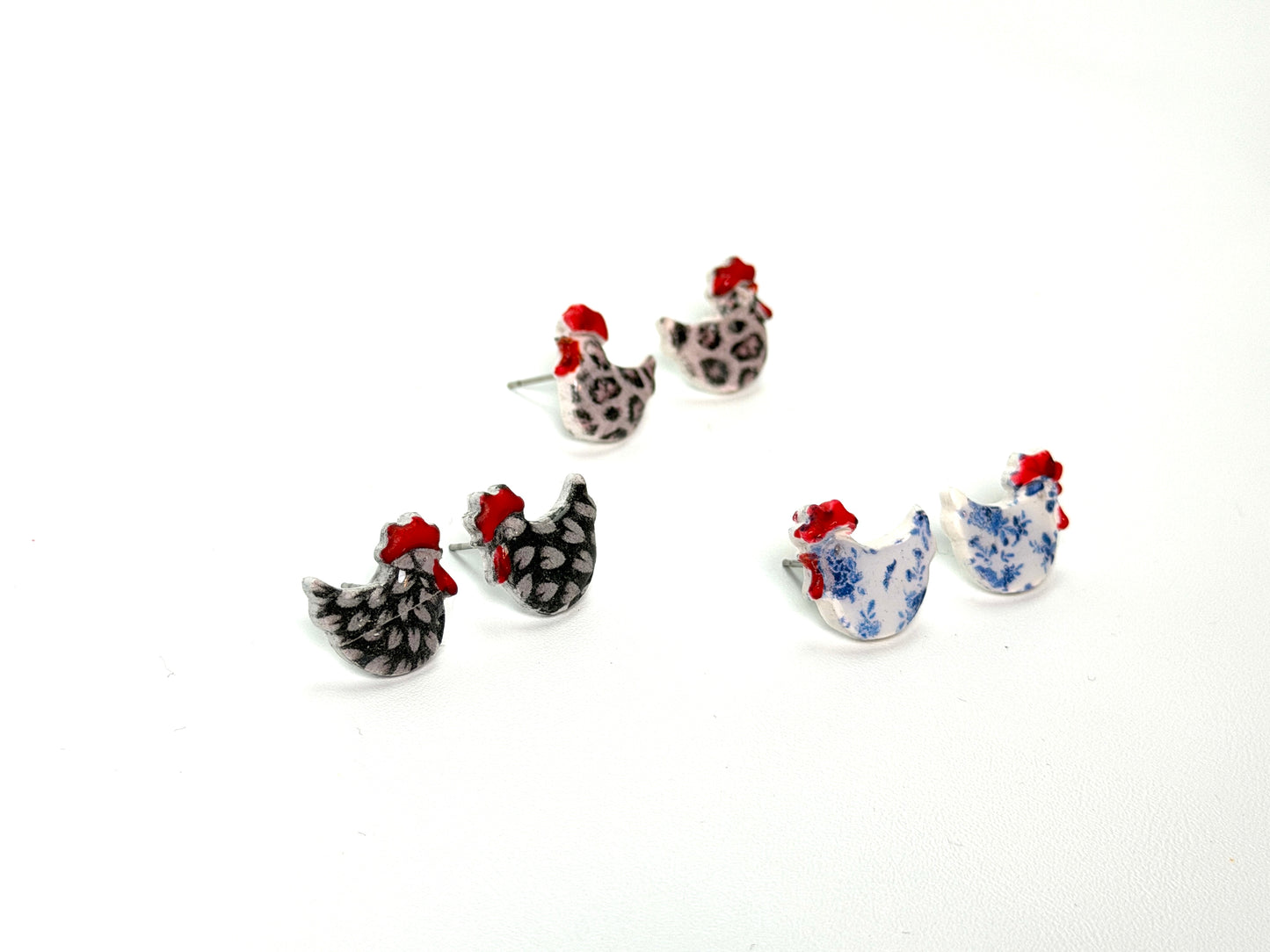 Chicken Stud Earrings | Farm Animal Earrings | Hen Earrings | Country Earrings | Lightweight Clay Earrings | Chicken Lover Gift | Farm Life Jewelry