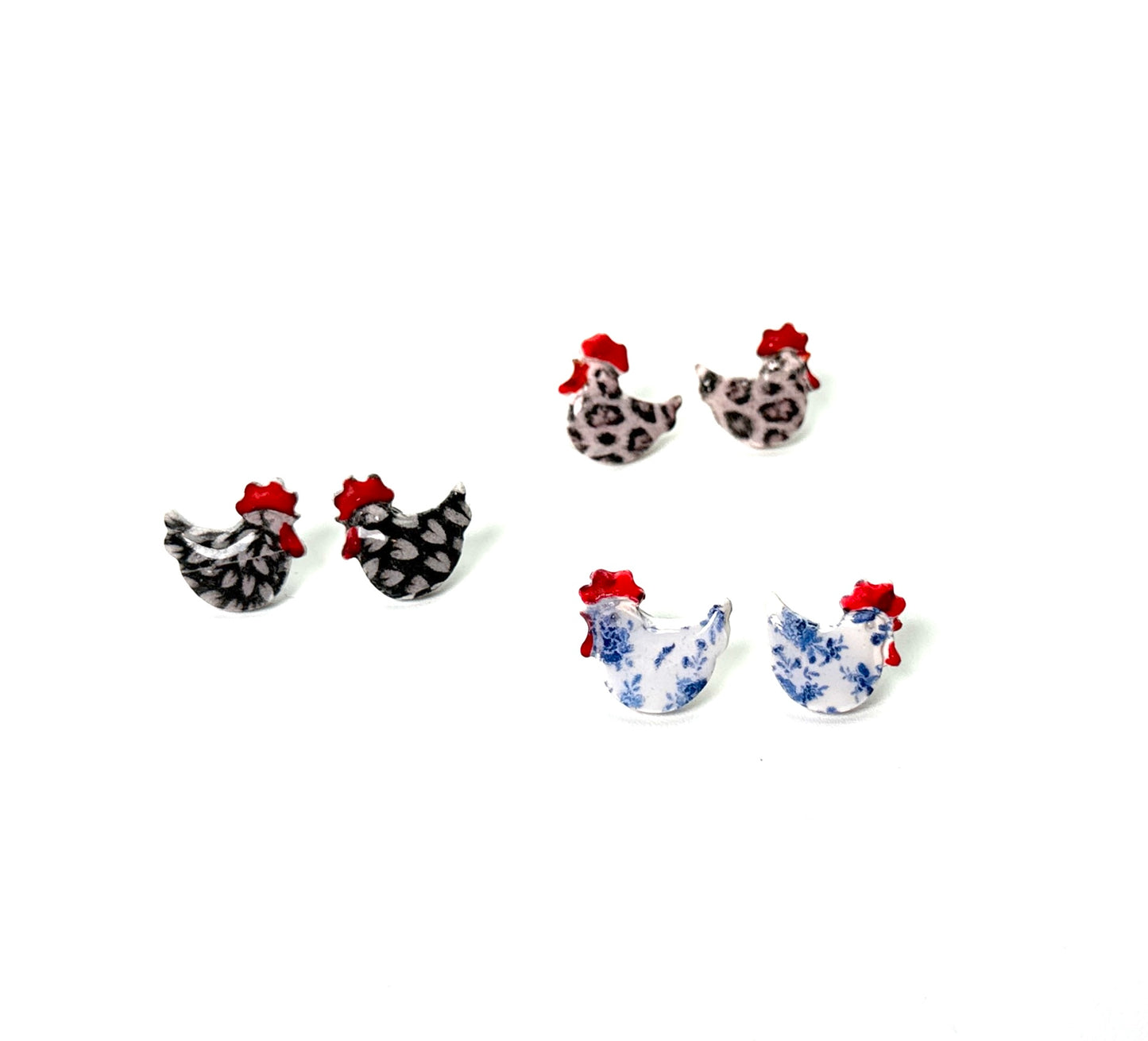Chicken Stud Earrings | Farm Animal Earrings | Hen Earrings | Country Earrings | Lightweight Clay Earrings | Chicken Lover Gift | Farm Life Jewelry