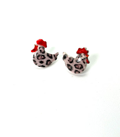 Chicken Stud Earrings | Farm Animal Earrings | Hen Earrings | Country Earrings | Lightweight Clay Earrings | Chicken Lover Gift | Farm Life Jewelry