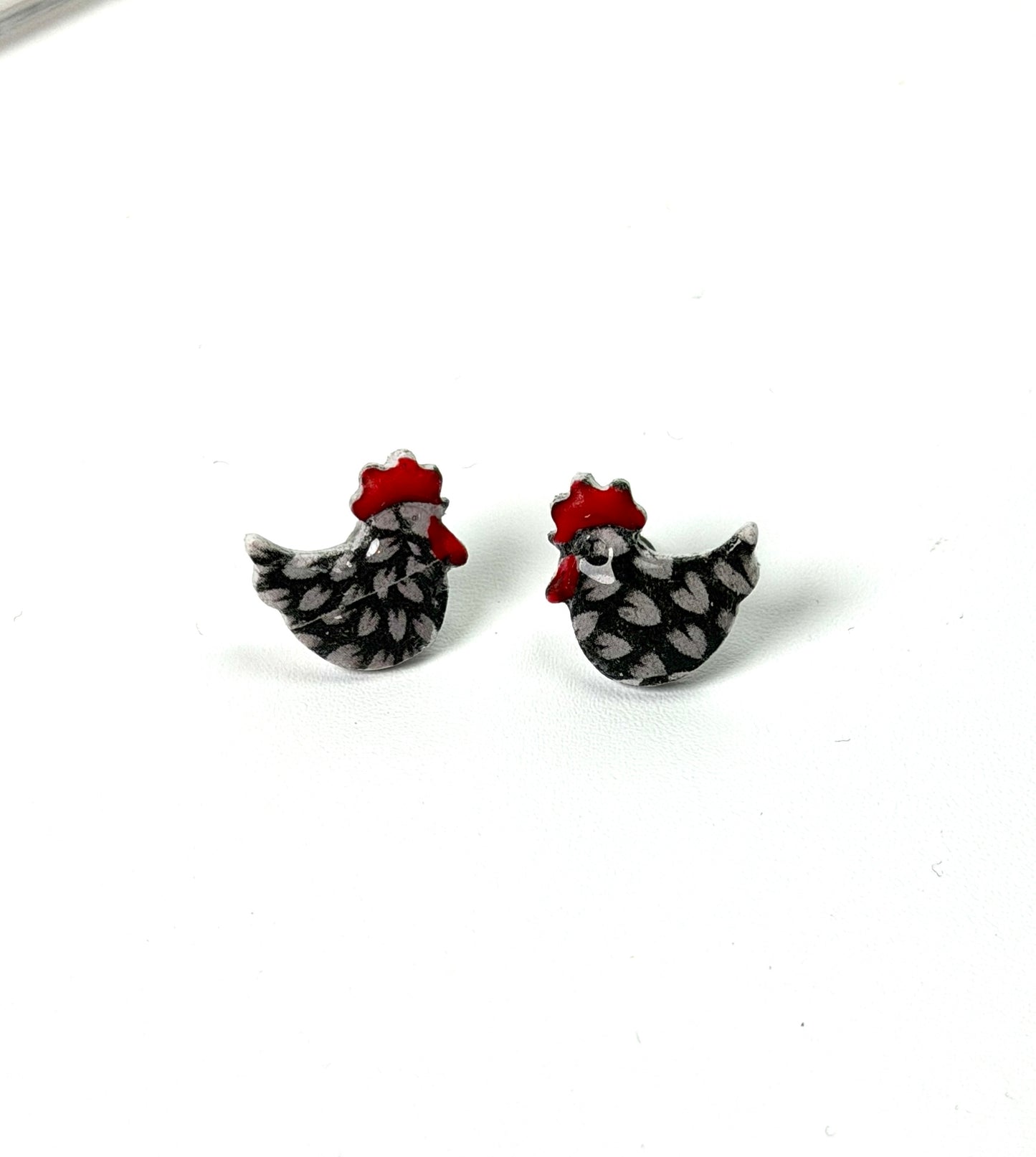 Chicken Stud Earrings | Farm Animal Earrings | Hen Earrings | Country Earrings | Lightweight Clay Earrings | Chicken Lover Gift | Farm Life Jewelry