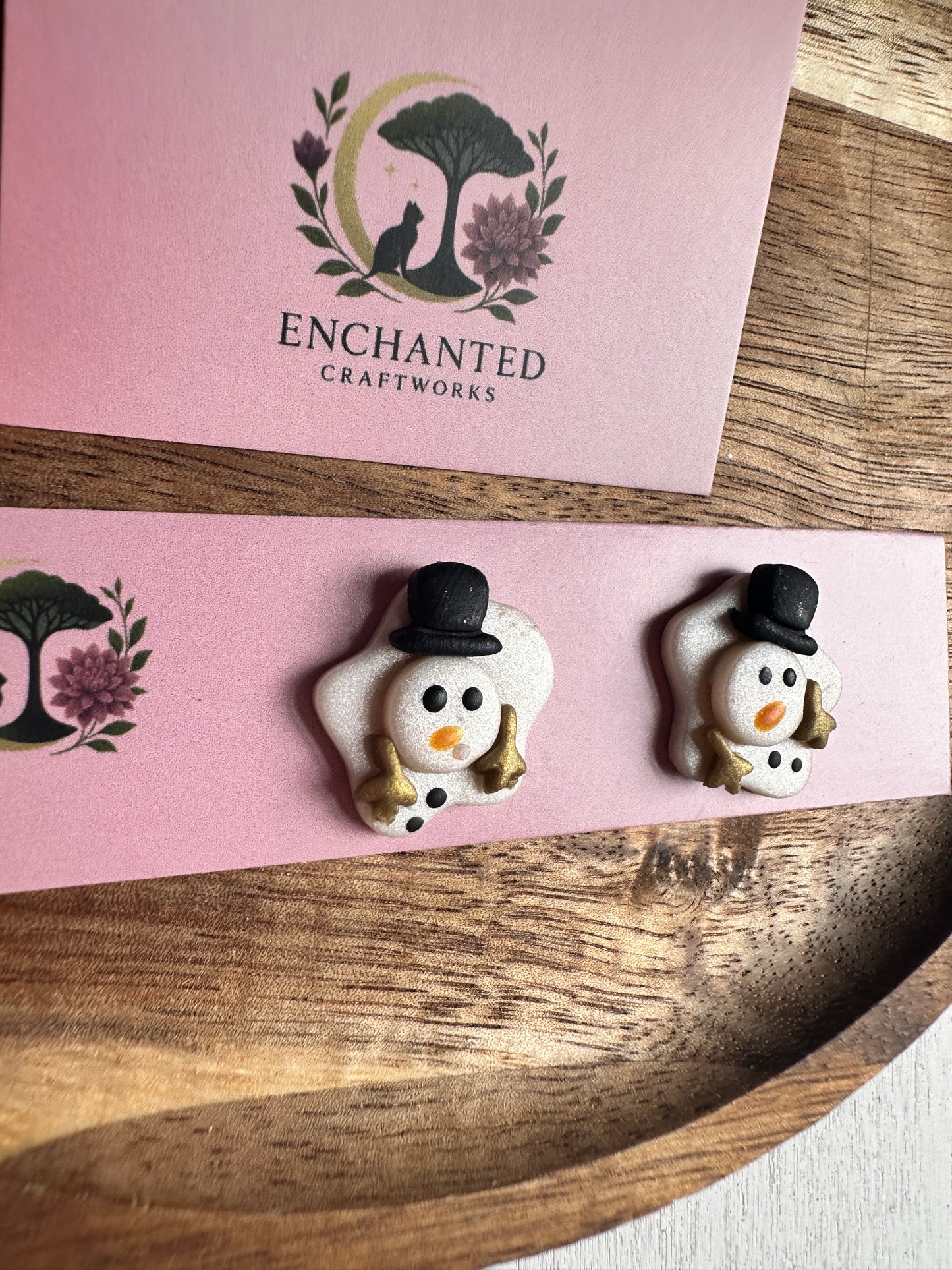 Melt My Heart Snowman Dangle Polymer Clay Earrings