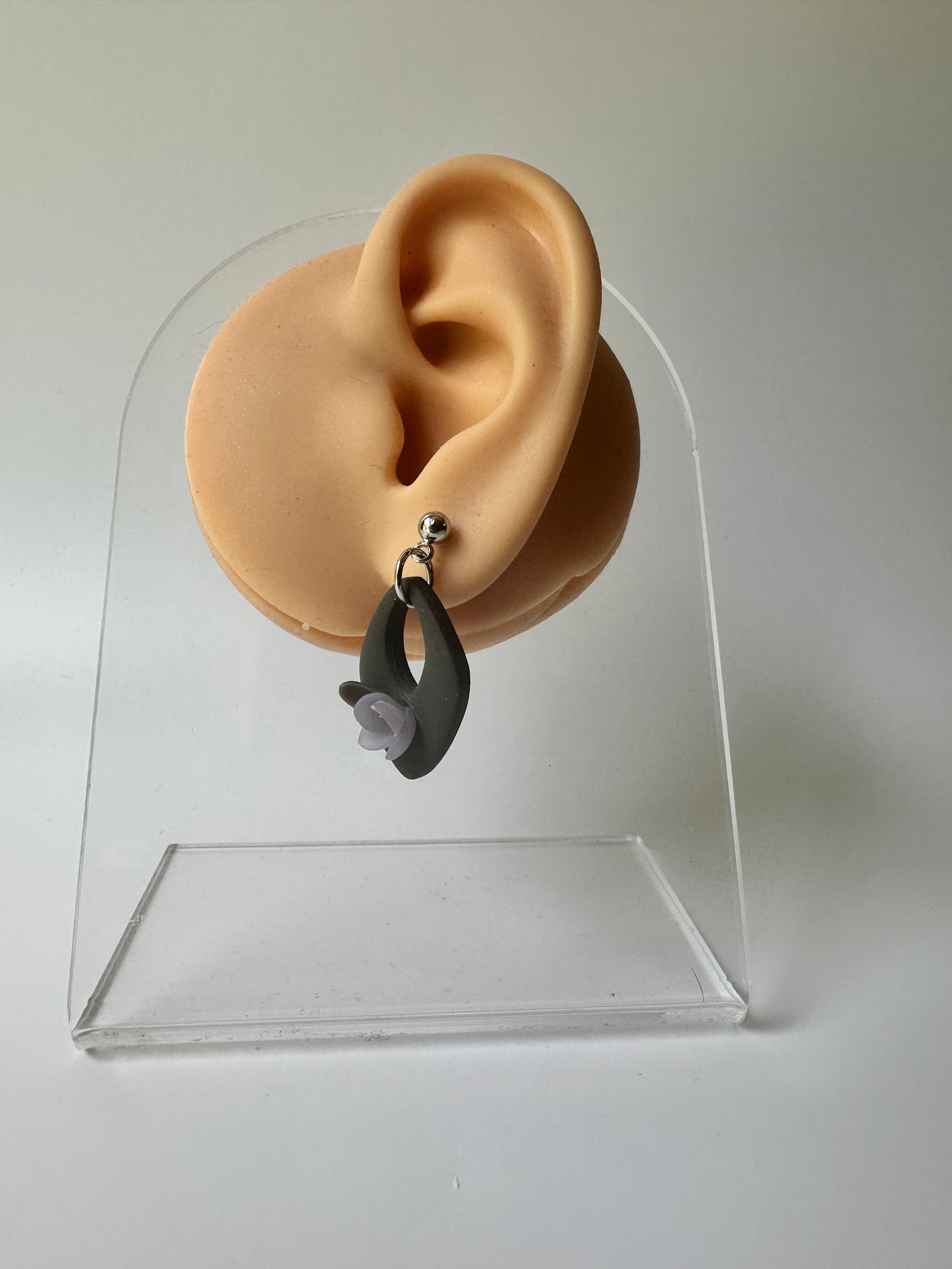 Midnight Bloom Petal Polymer Clay Earring