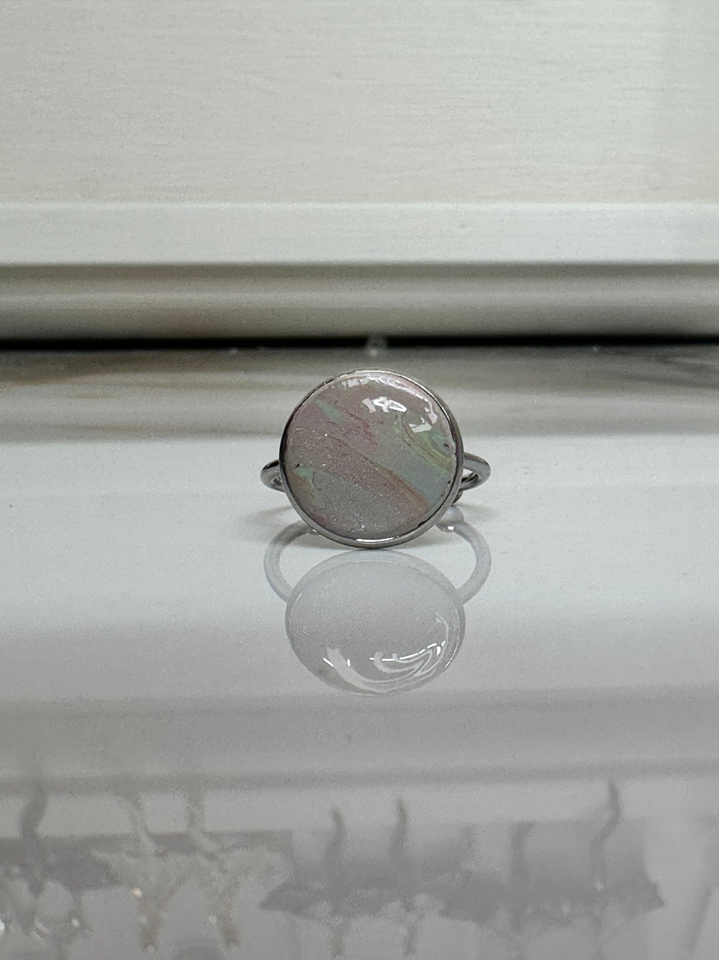 Stainless Steel Adjustable Rings with Polymer Clay Centers
