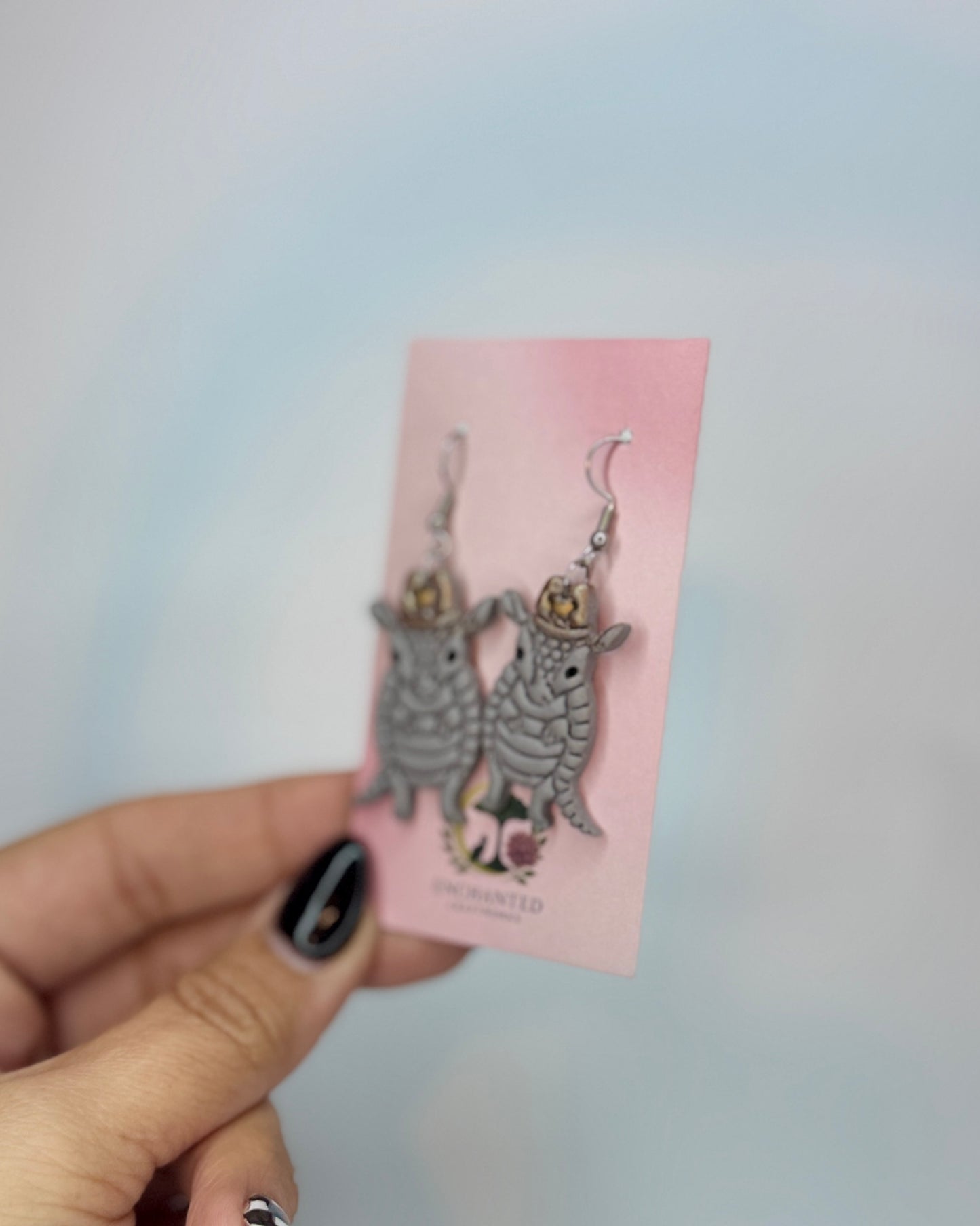 Armadillo Cowgirl Earrings, Western Armadillo Earrings, Cute Country Earrings, Rodeo Jewelry, Southwestern Earrings, Western Animal Gift