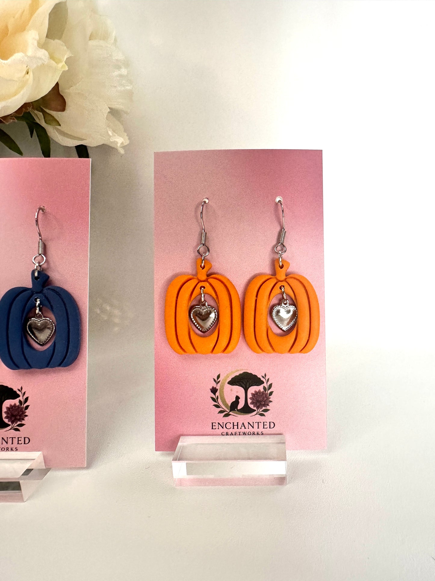 Enchanted Pumpkin Love - Polymer Clay Dangle Earrings