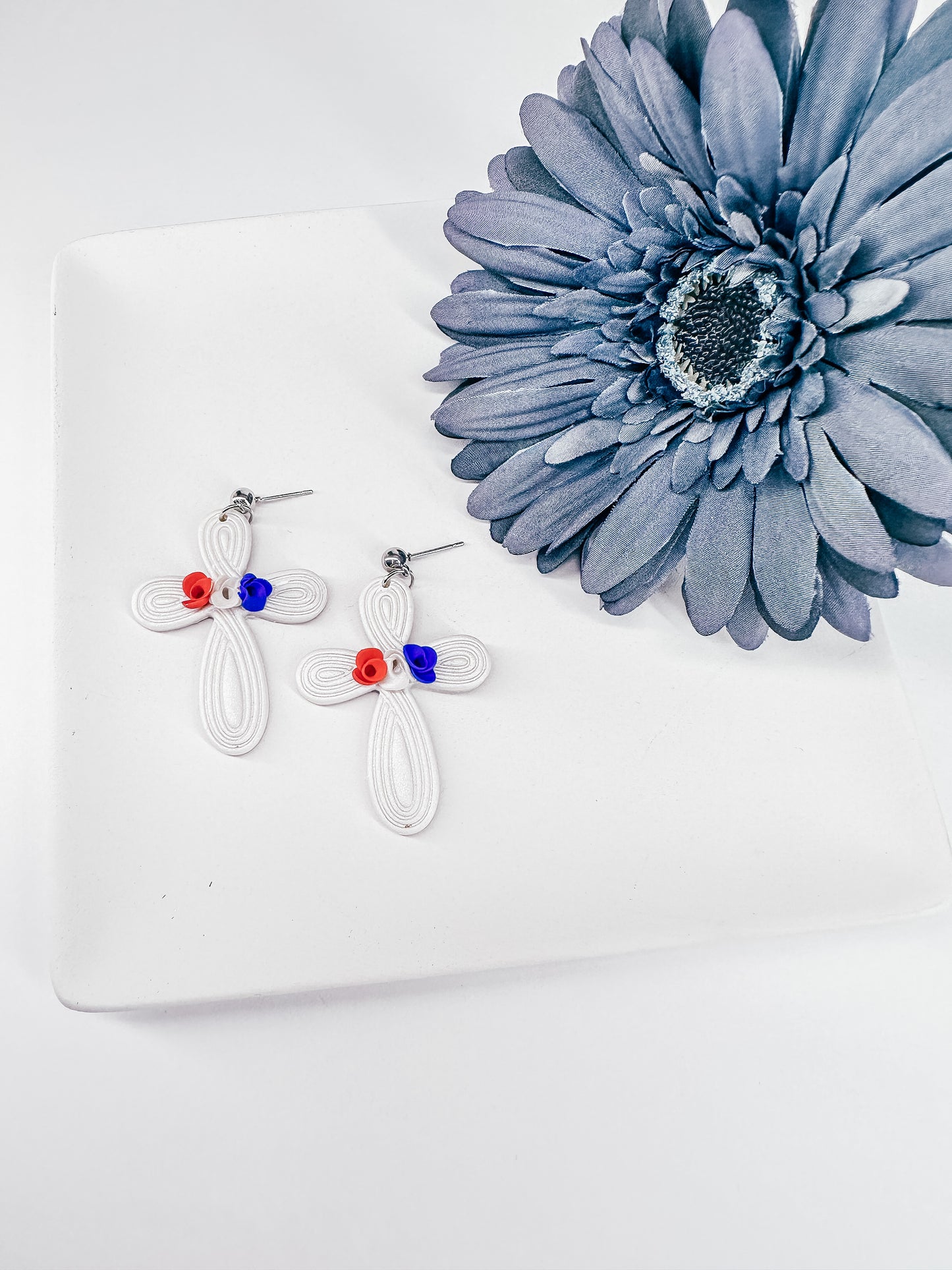 Enchanted Craftworks Remembrance Cross - Polymer Clay Dangle Earrings