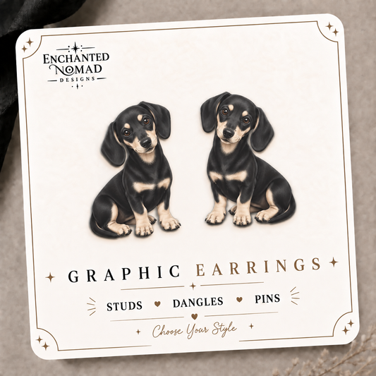 Black & Tan Dachshund Stud Earrings
