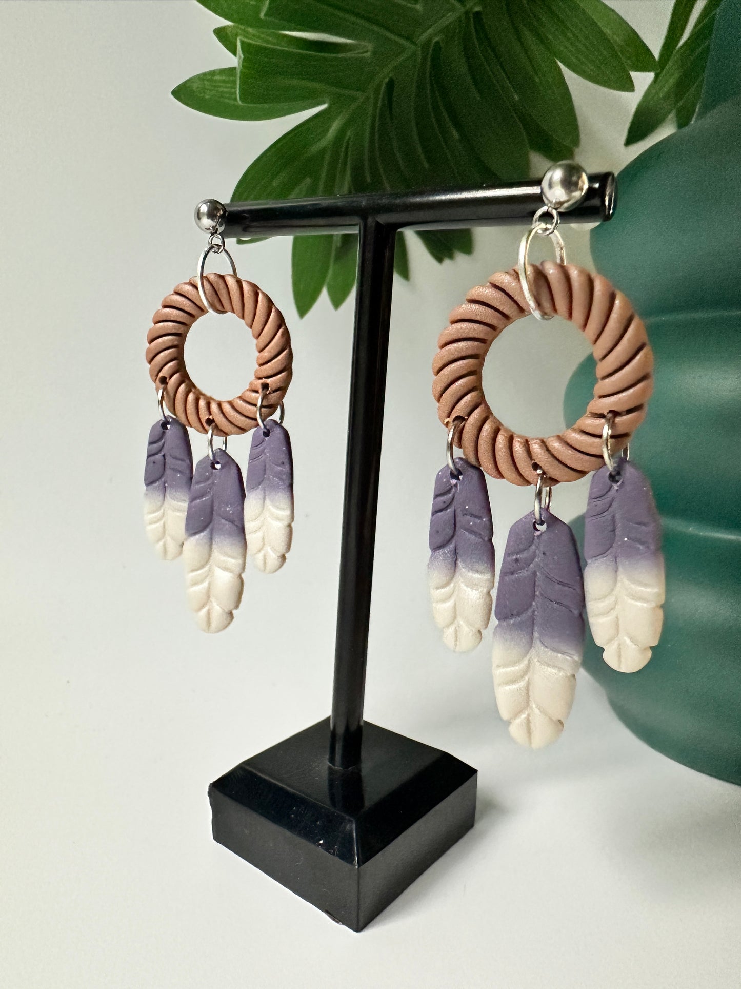 Enchanted Dream Catcher Polymer Clay Dangle Earrings
