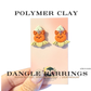Cute Bat Pie Dangle Earrings, Polymer Clay Halloween Earrings, Fall Bat Earrings, Whimsical Autumn Jewelry