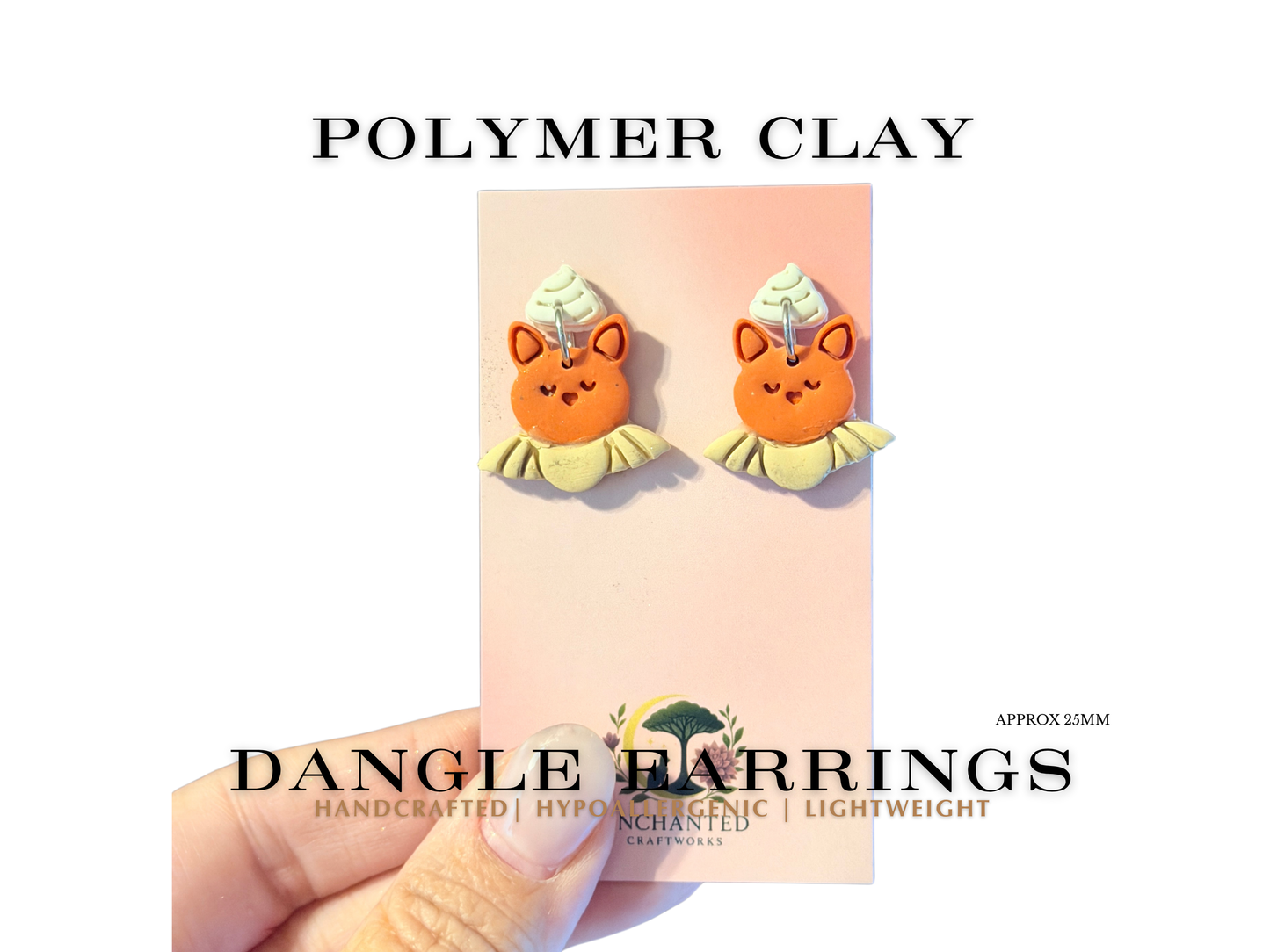 Cute Bat Pie Dangle Earrings, Polymer Clay Halloween Earrings, Fall Bat Earrings, Whimsical Autumn Jewelry