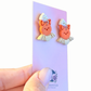 Cute Bat Pie Dangle Earrings, Polymer Clay Halloween Earrings, Fall Bat Earrings, Whimsical Autumn Jewelry