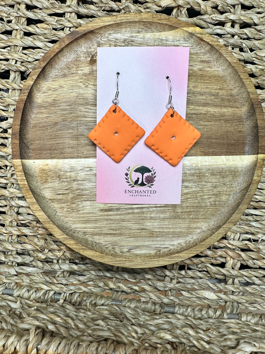 Cheddar Cracker Polymer Clay Dangle Earrings