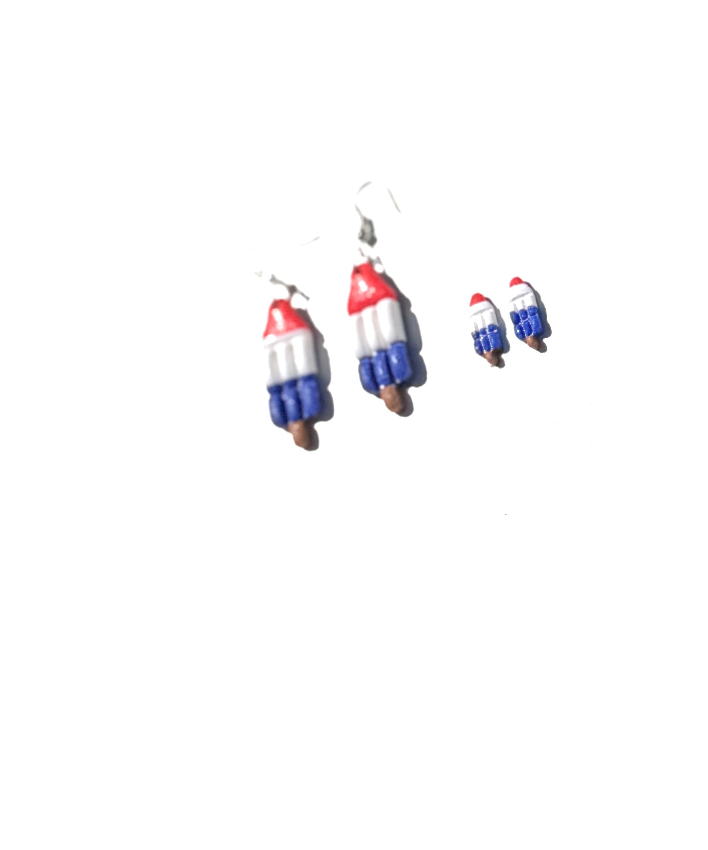 Patriotic Popsicle Earrings, Red White Blue Earrings, 4th of July Earrings, Rocket Pop Jewelry, Summer Clay Earrings, Handmade USA Earrings