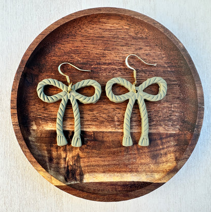 Whimsical Ribbon Rope Polymer Clay Dangle Earrings