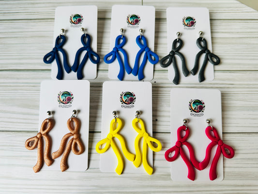 Handcrafted Polymer Clay Bow Earrings – Stainless Steel Posts