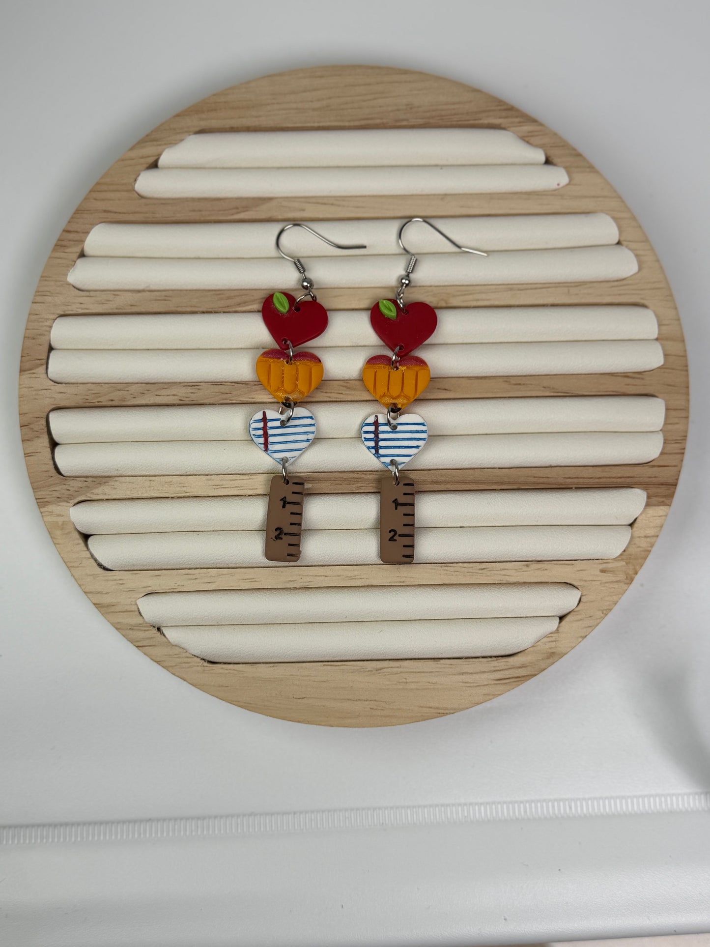 Back to school Heart Stack | Teacher Polymer  Clay Dangle Earrings