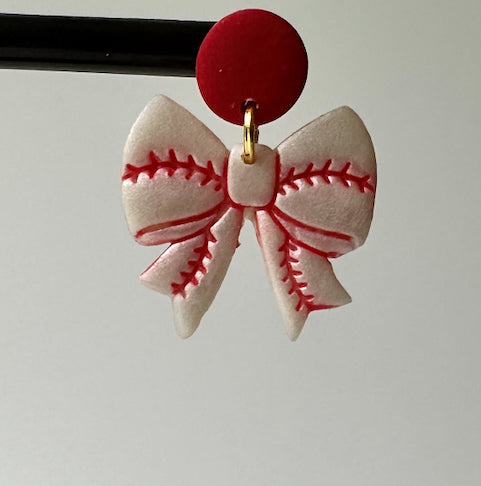 Enchanted Sideline Bows – Polymer Clay Dangle Earrings