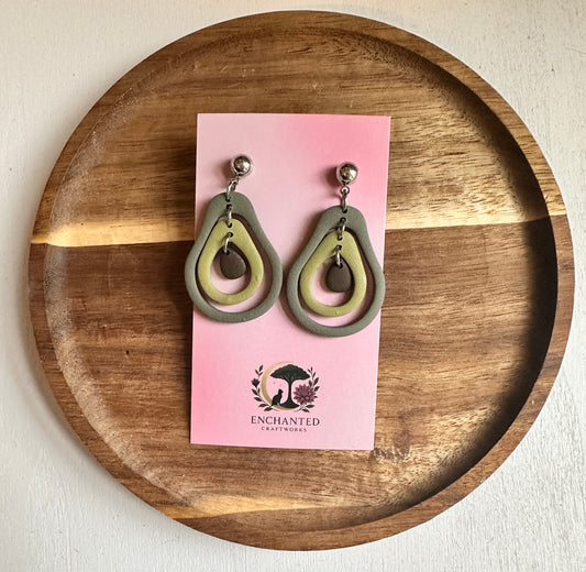 Avocado Polymer Clay Dangle Earrings