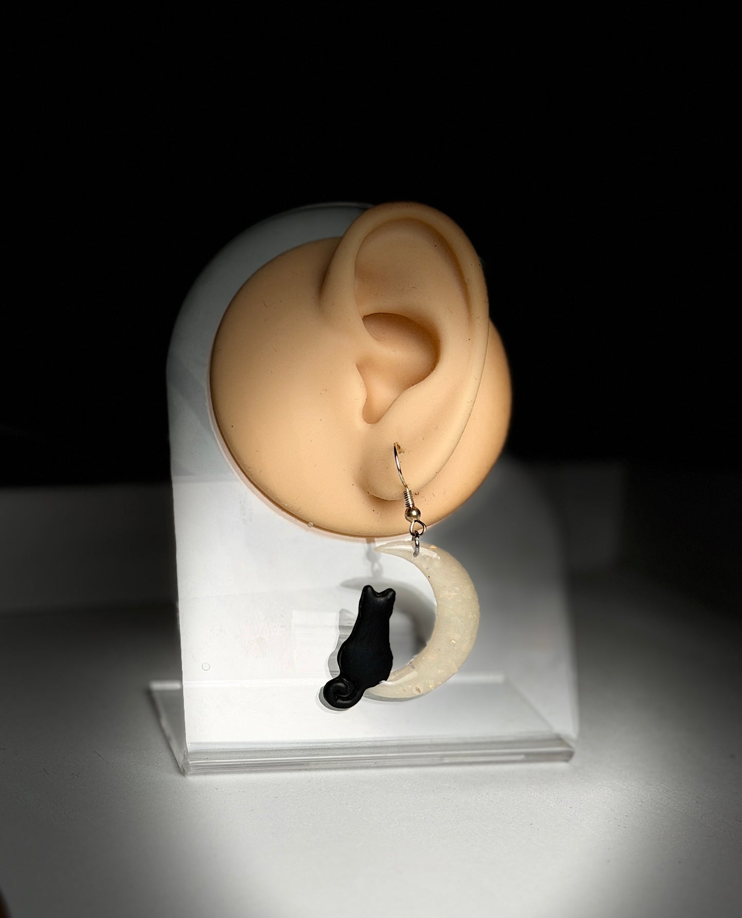 Enchanted Moonlit Cat Dangle Earrings