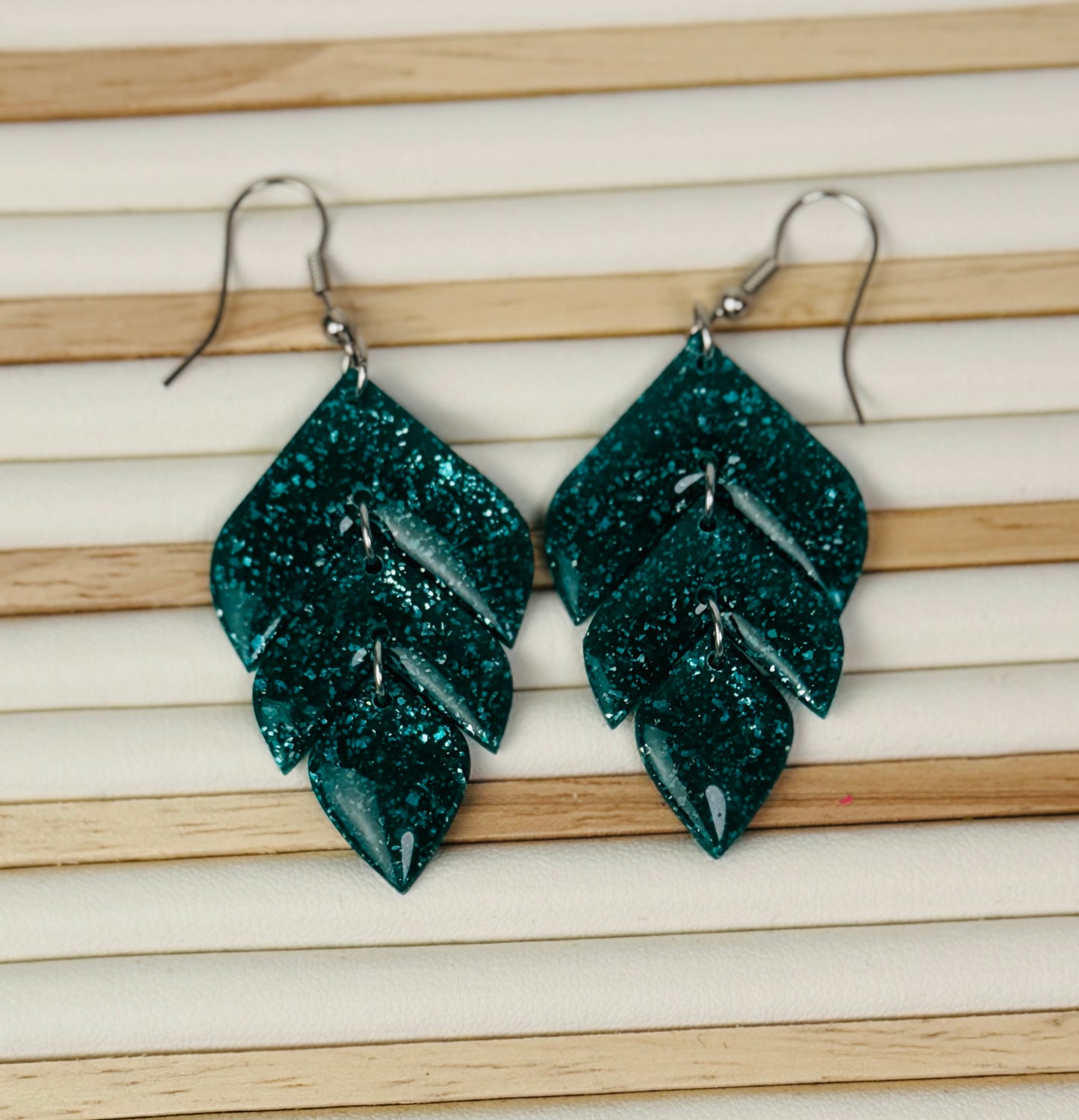 Enchanted Leaf Gemstone Trio Cascade Dangles
