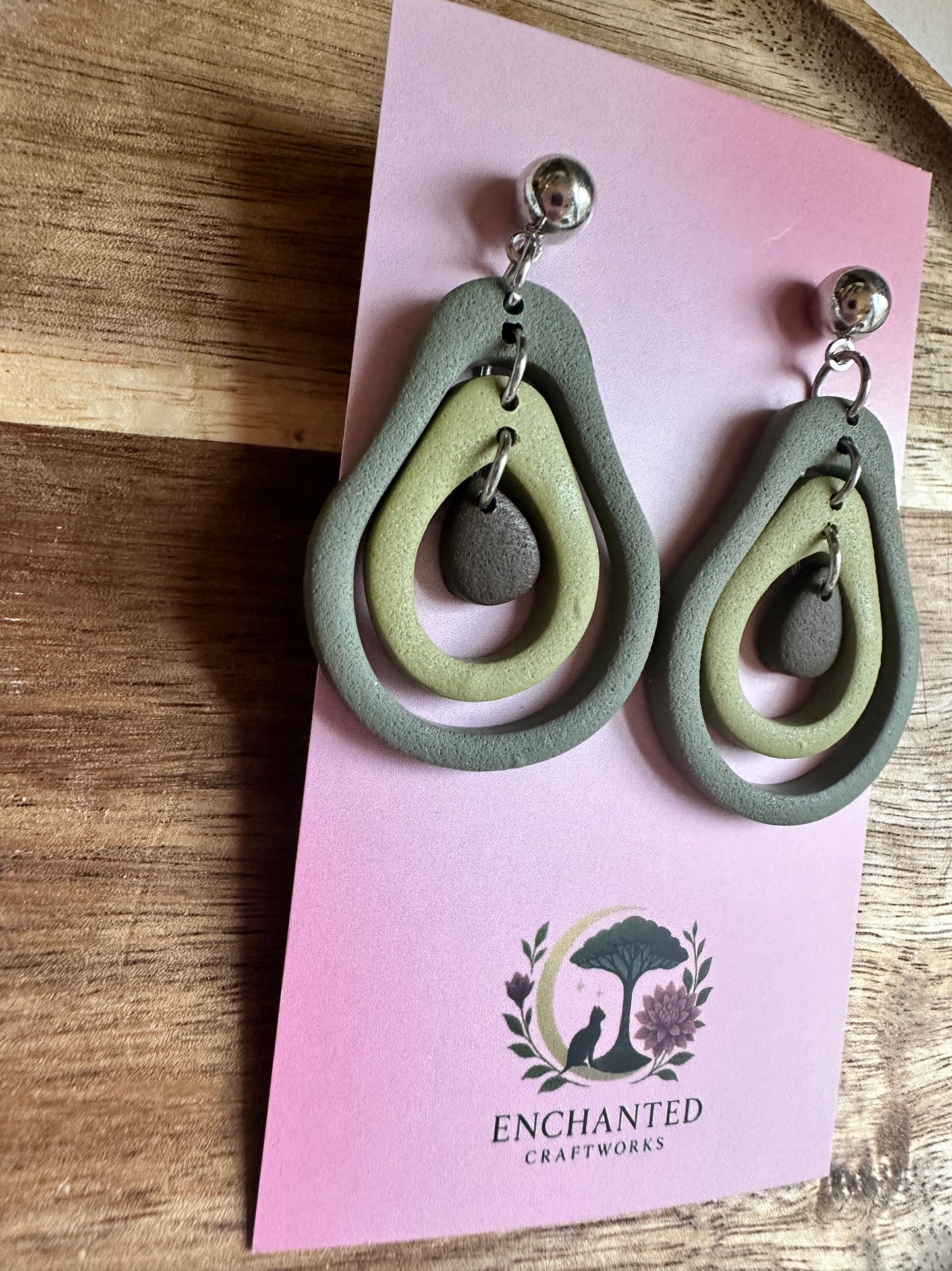 Avocado Polymer Clay Dangle Earrings