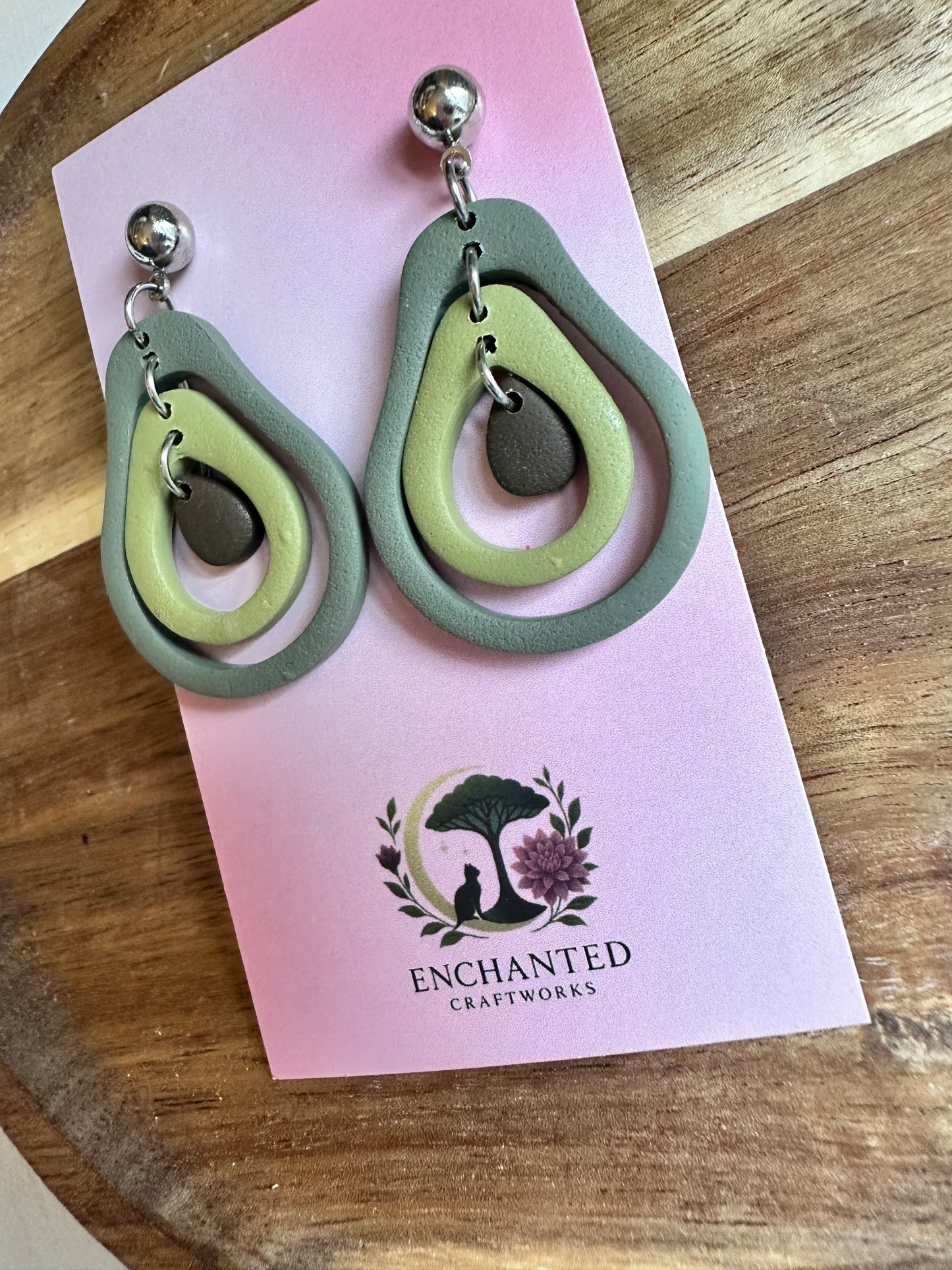 Avocado Polymer Clay Dangle Earrings