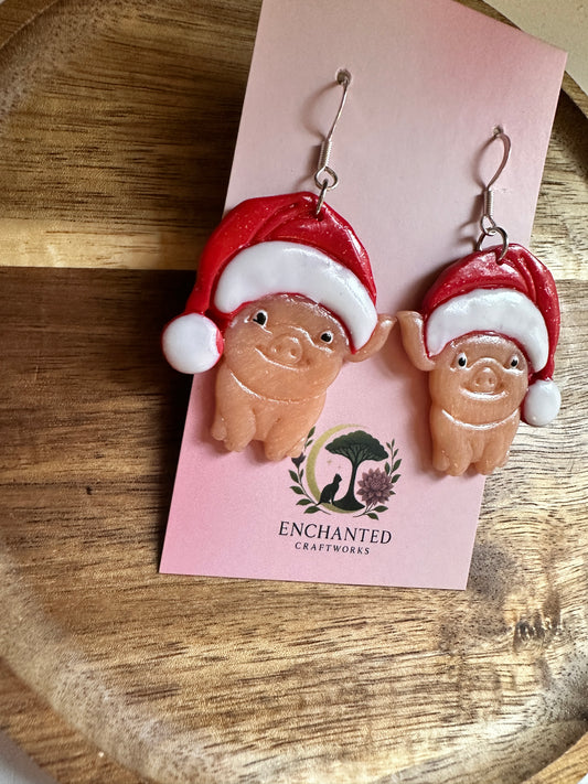 Merry Pigmas Polymer Clay Dangle Earrings.