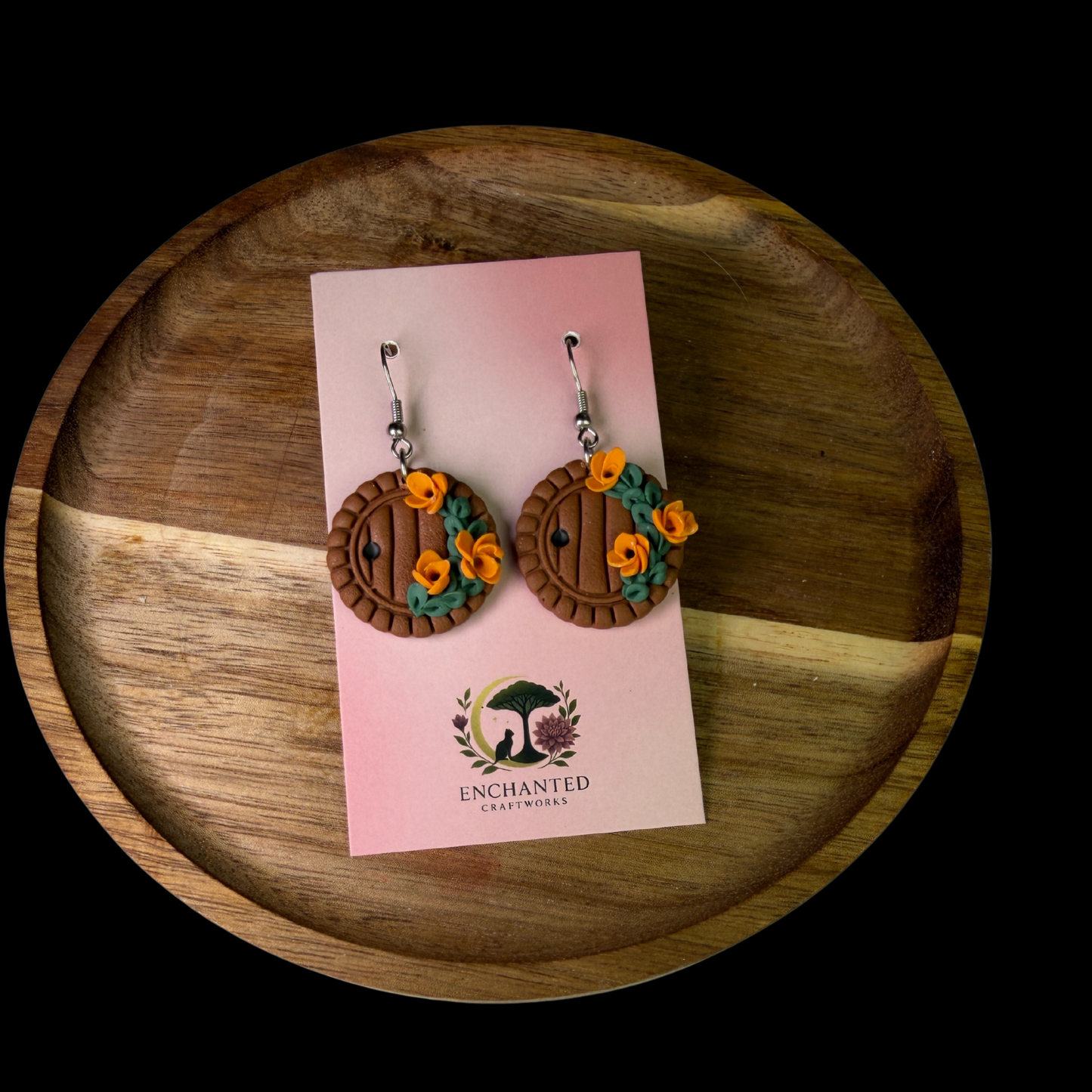 Enchanted Hobbit/ Fairy Door polymer Clay Dangle Earrings