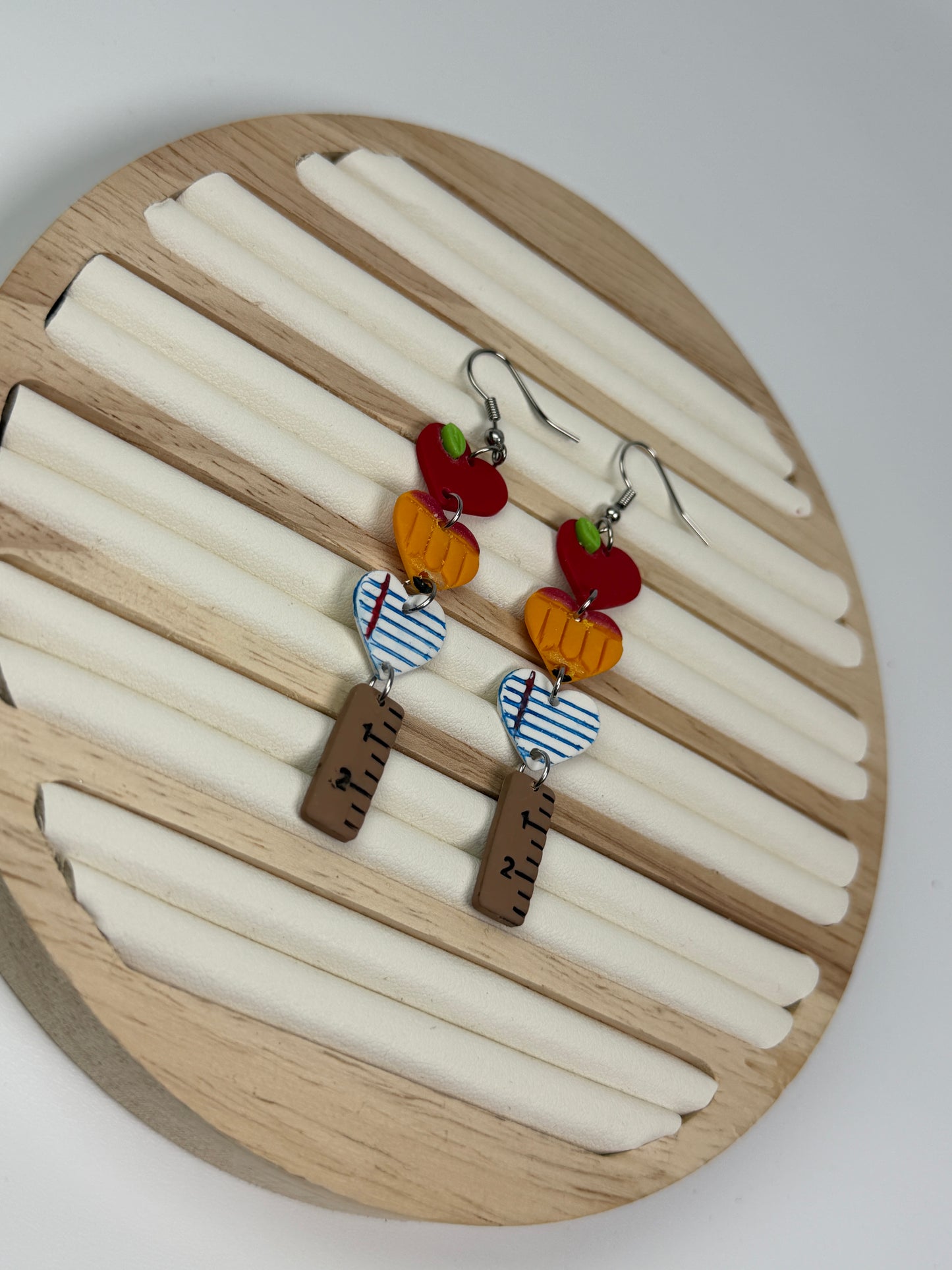 Back to school Heart Stack | Teacher Polymer  Clay Dangle Earrings