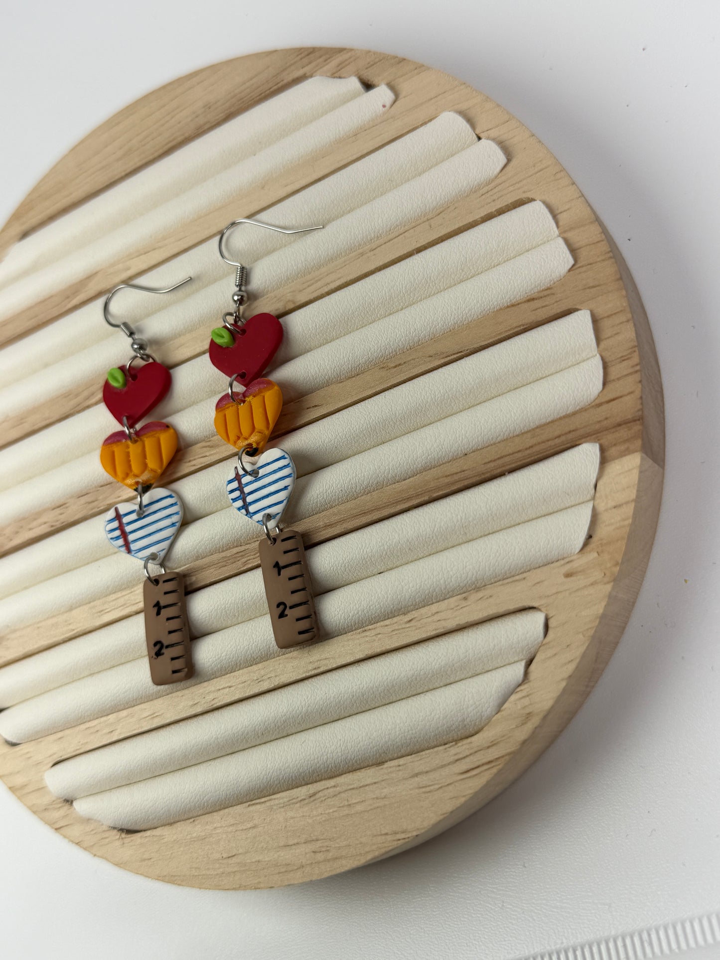 Back to school Heart Stack | Teacher Polymer  Clay Dangle Earrings