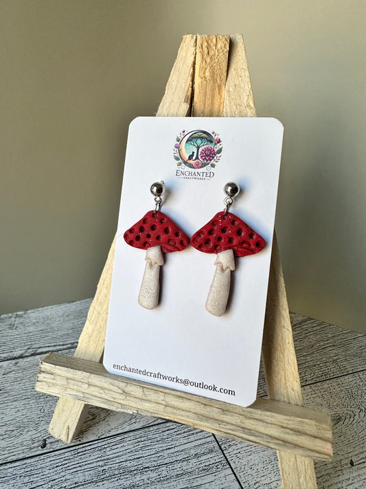 Enchanted Toadstool Dangles – Whimsical Mushroom Earrings