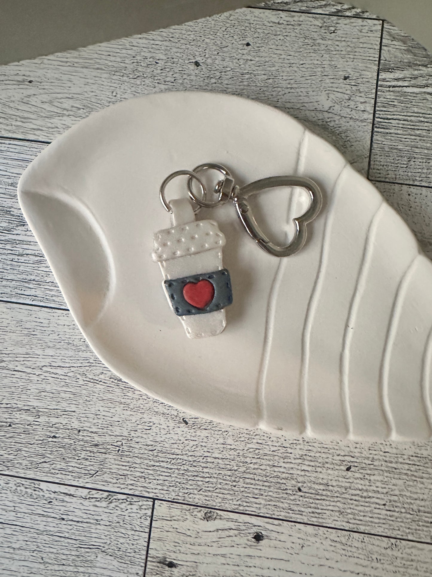 Handmade Polymer Clay Coffee Cup Keychain – Cute & Cozy Accessory