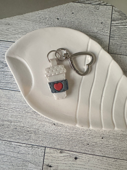Handmade Polymer Clay Coffee Cup Keychain – Cute & Cozy Accessory