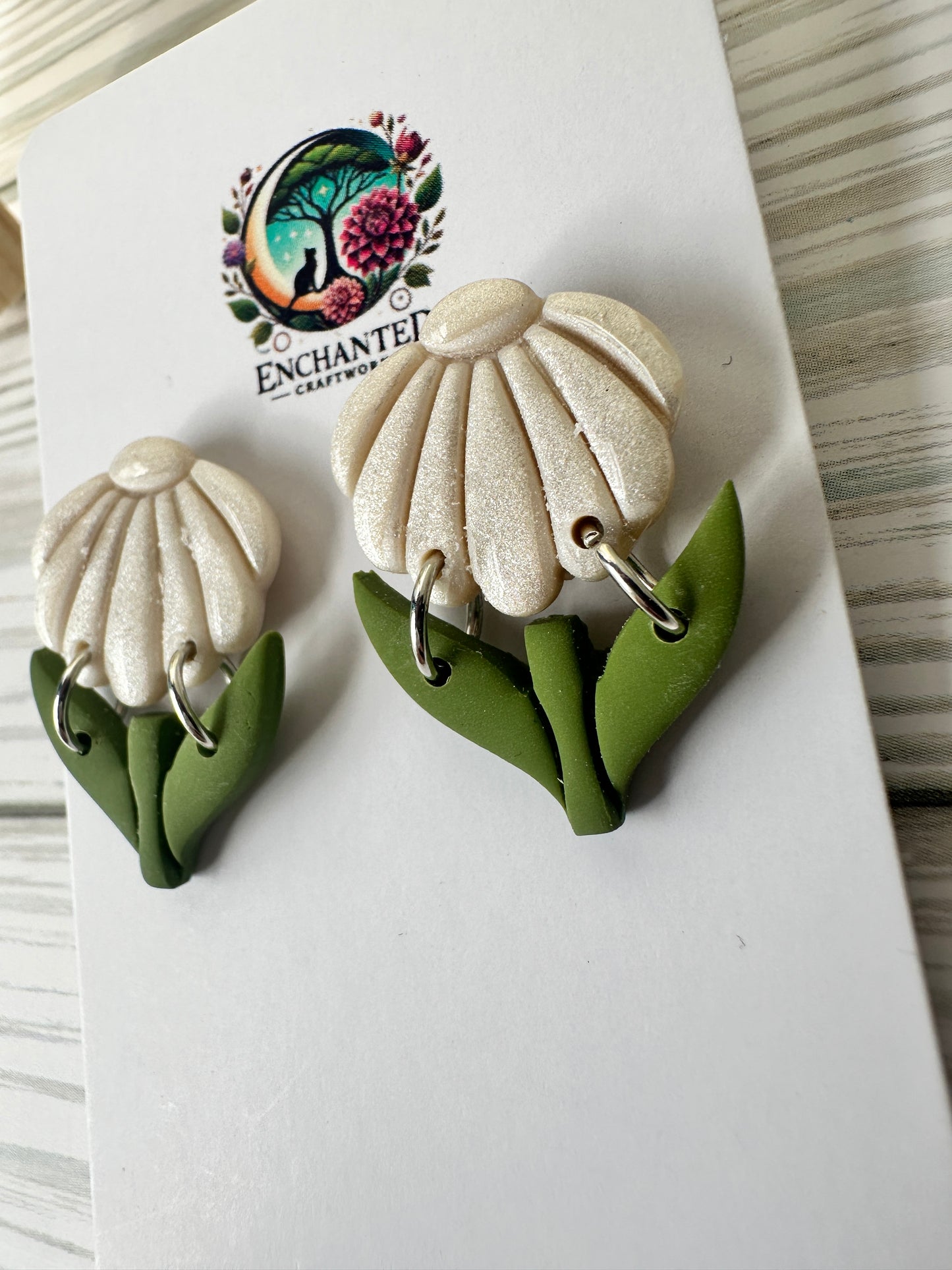 Blossom Dangle Earrings – Handmade Polymer Clay with Stainless Steel Posts