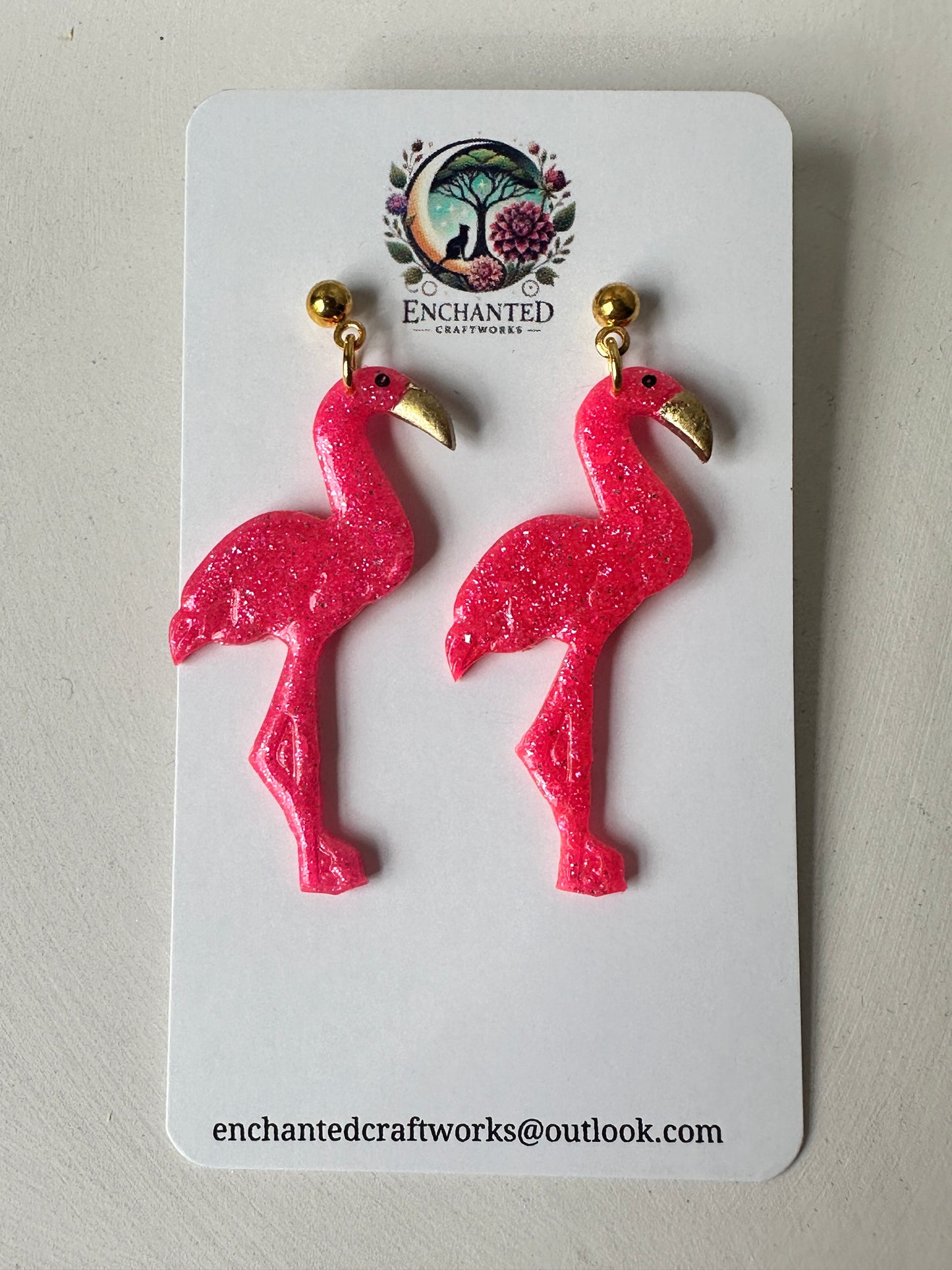 Flamingo Dangle Earrings – Handmade Polymer Clay with Stainless Steel Posts