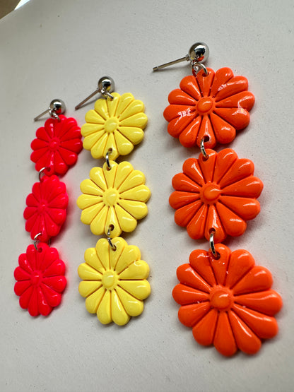 Custom Daisy Trio | Triple Dangle Earrings – Made Just for You!